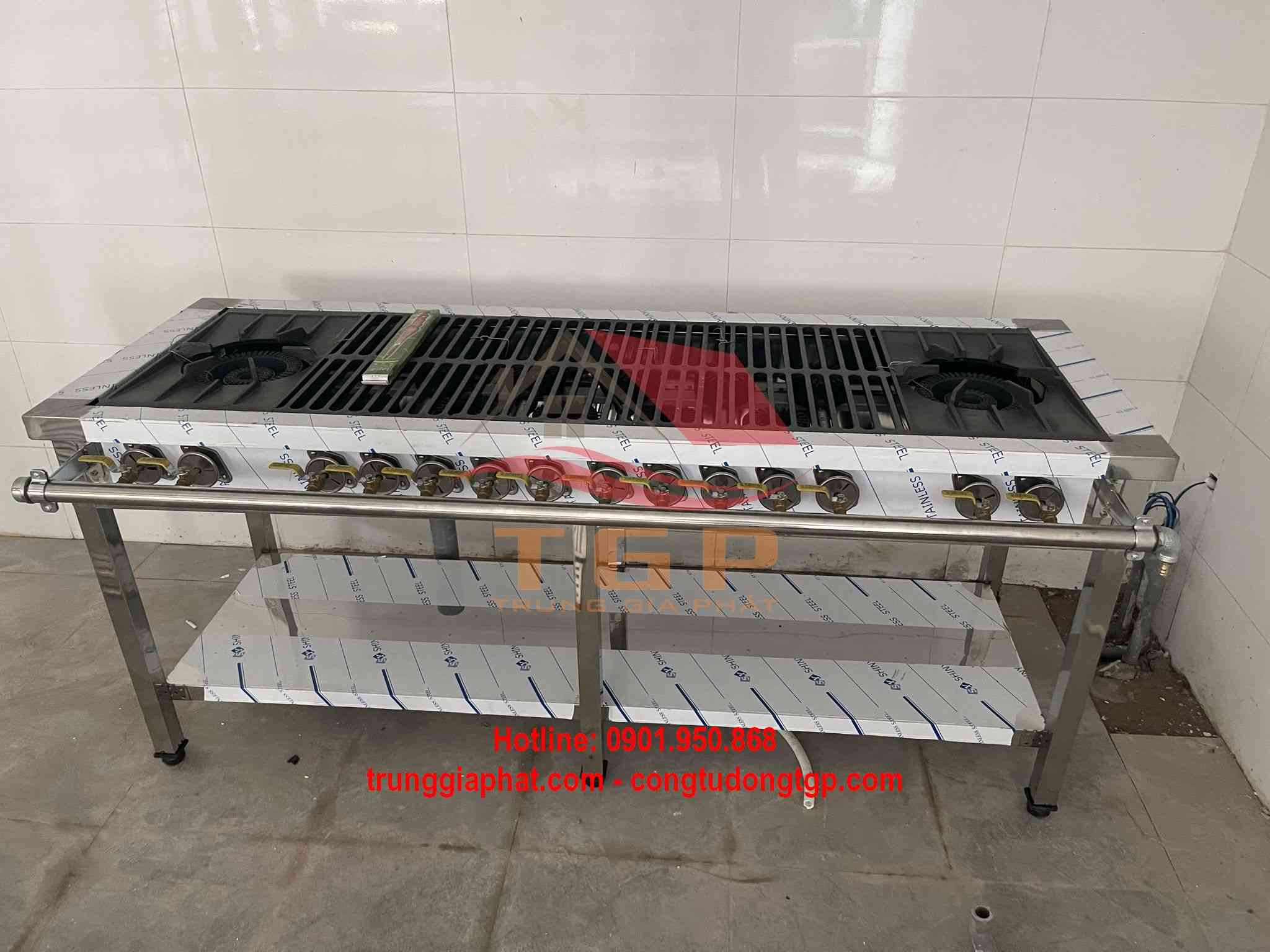Bếp Inox Kiểu Hàn 2 Lớn, 10 Nhỏ