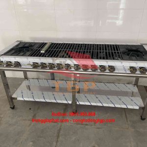 Bếp Inox Kiểu Hàn 2 Lớn, 10 Nhỏ