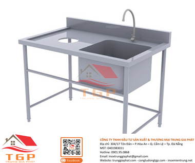 Chậu rửa 1 ô có lỗ xả rác
