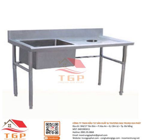 bồn rửa 1 ô có lỗ xả rác