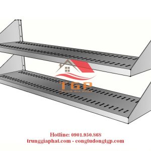 kệ inox 2 tầng đột lỗ inox đà nẵng + Kệ Bếp Inox - Giá Úp Ly Chén Inox - Kệ Treo Ly Quầy Bar - Bếp Inox